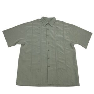 Bamboo Cay Shirt Men XL Sage Green Embroidered Button Up Short Sleeve Palm Trees